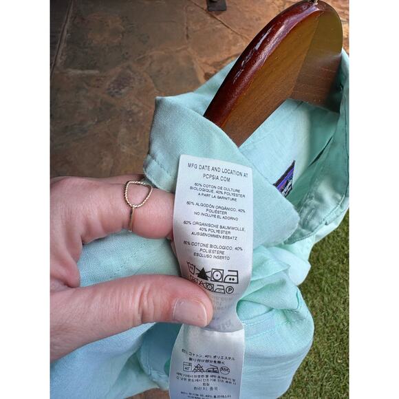 Patagonia Organic Cotton Mint Green Bluffside Short Sleeve Button Down - S - Picture 10 of 10